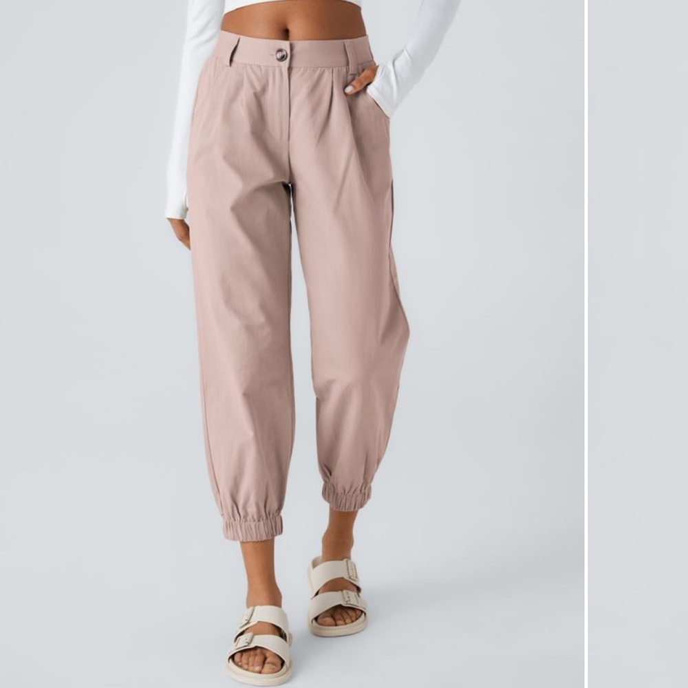 Mid Rise Button Zipper Side Pocket Casual Cotton Joggers size XL